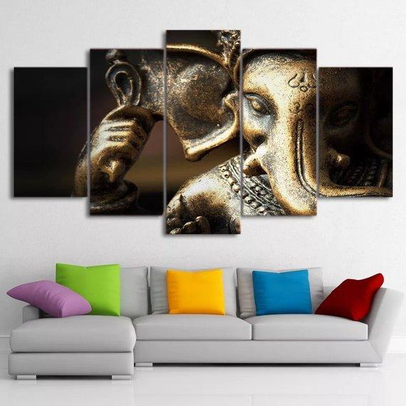 Ganesha Hindu 1 - Religion 5 Panel Canvas Art Wall Decor Ganesha Hindu 1 - Religion 5 Panel Canvas Art Wall Decor