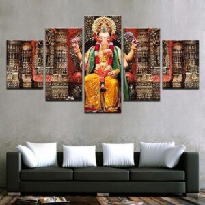 Ganesha Shrine 02 - Religion 5 Panel Canvas Art Wall Decor