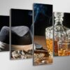 Gangster Whiskey Cigar Drink - Wine 5 Panel Canvas Art Wall Decor