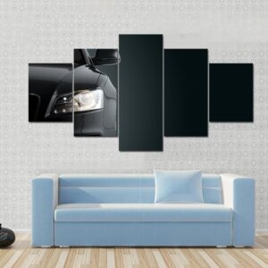 Generic Luxury Detail Black Sports Car - Automative 5 Panel Canvas Art Wall Decor