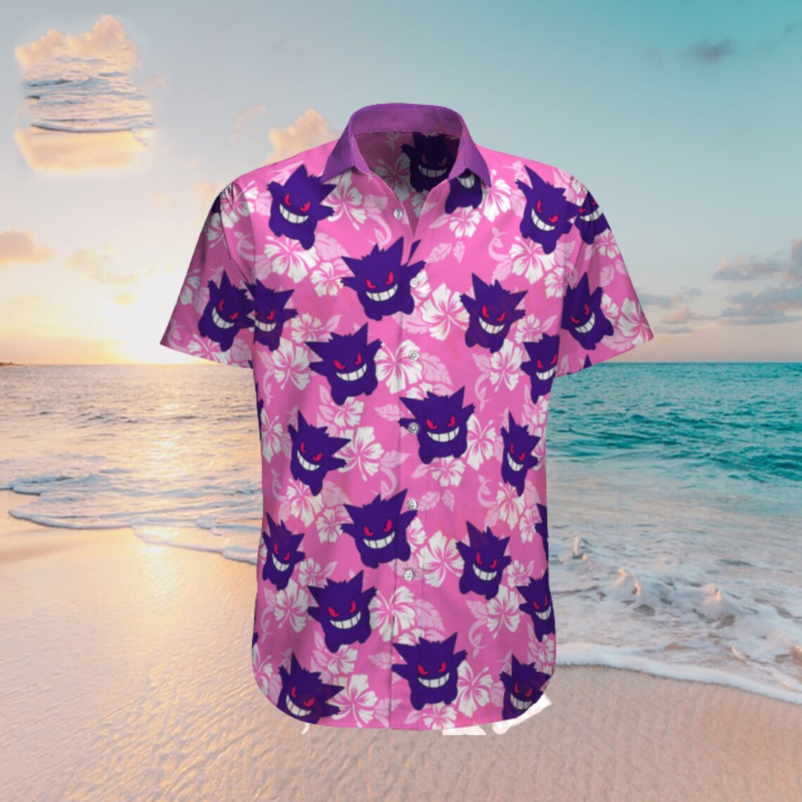 Gengar Pokemon Tropical Beach Hawaiian Shirt Gengar Pokemon Tropical Beach Hawaiian Shirt