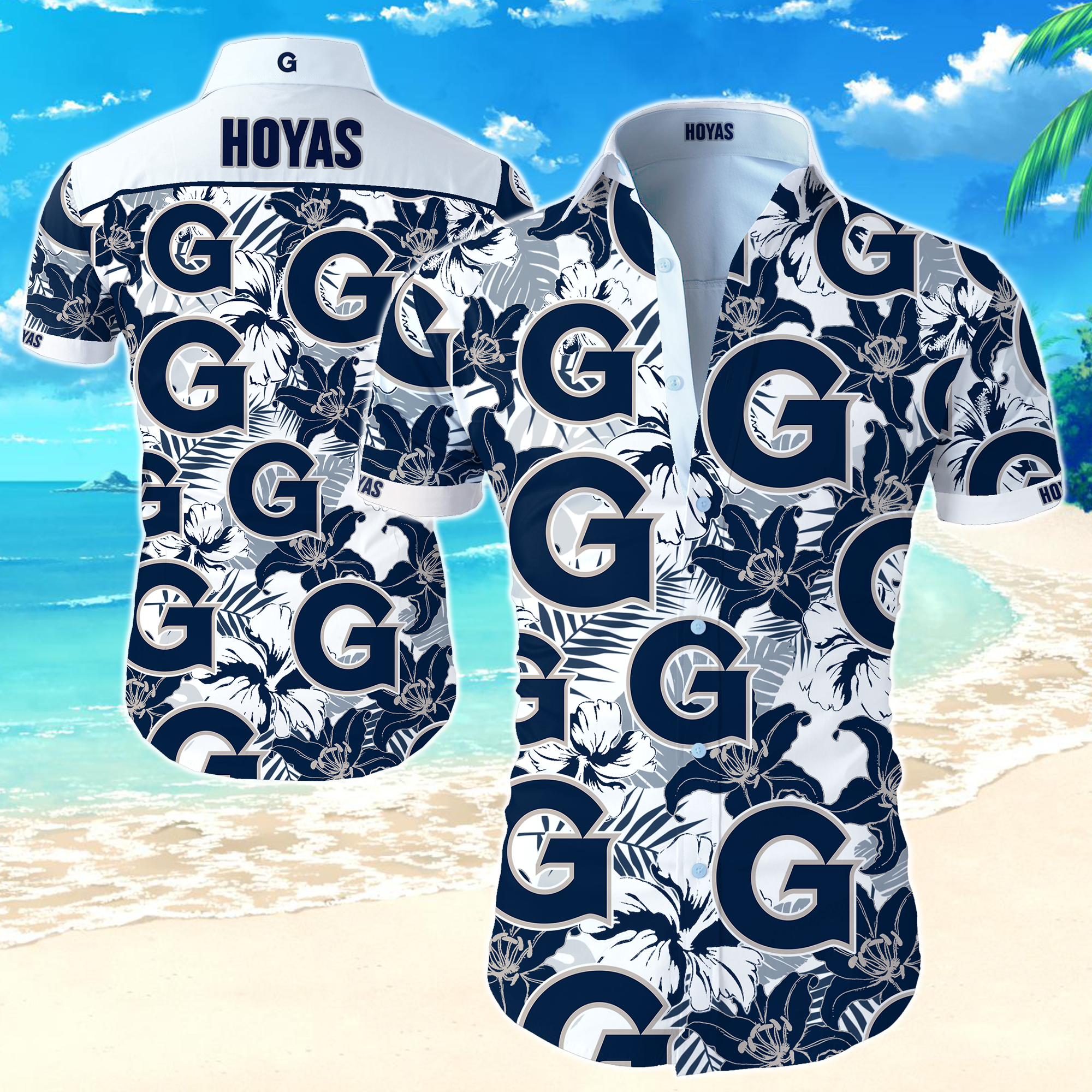 Georgetown Hoyas Hawaiian Shirt Summer Button Up Georgetown Hoyas Hawaiian Shirt Summer Button Up