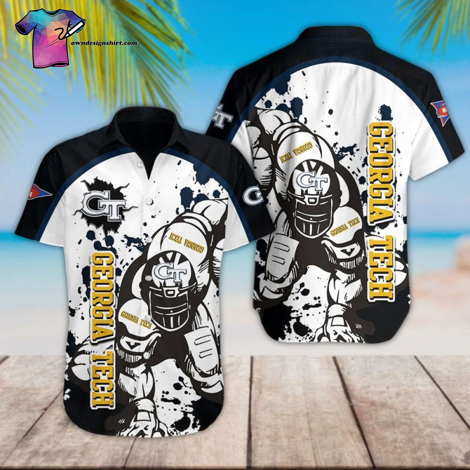 Georgia Tech Yellow Jackets Football Player Hawaiian Shirt Georgia Tech Yellow Jackets Football Player Hawaiian Shirt
