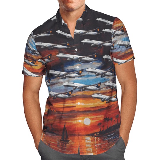 German Airline Lufthansa Airbus A350-941 Hawaiian Shirt German Airline Lufthansa Airbus A350-941 Hawaiian Shirt