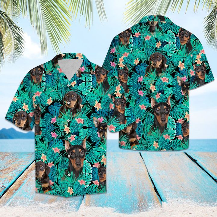German Pinscher Tropical Hawaiian Shirt Summer Button Up German Pinscher Tropical Hawaiian Shirt Summer Button Up