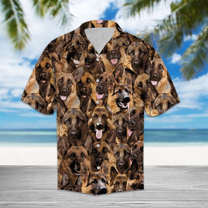 German Shepherd Hawaiian Shirt Summer Button Up German Shepherd Hawaiian Shirt Summer Button Up