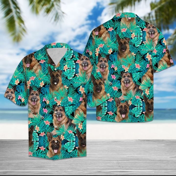 German Shepherd Tropical Hawaiian Shirt Summer Button Up German Shepherd Tropical Hawaiian Shirt Summer Button Up