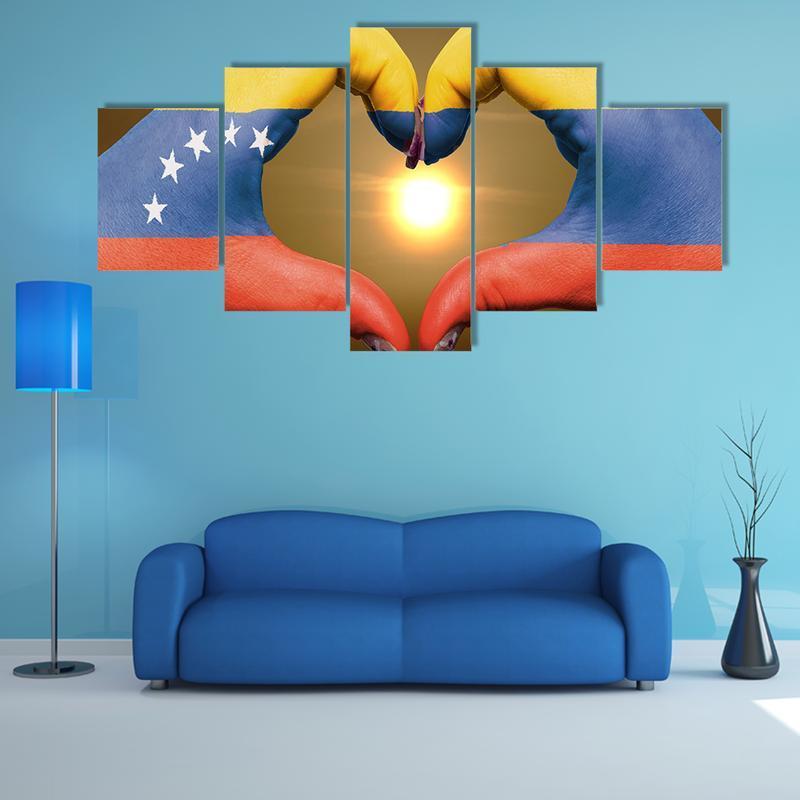 Gesture Made By Venezuela Flag - Abstract 5 Panel Canvas Art Wall Decor Gesture Made By Venezuela Flag - Abstract 5 Panel Canvas Art Wall Decor