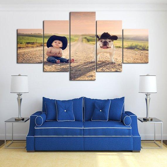 Get Along Lil Doggie - Abstract 5 Panel Canvas Art Wall Decor Get Along Lil Doggie - Abstract 5 Panel Canvas Art Wall Decor