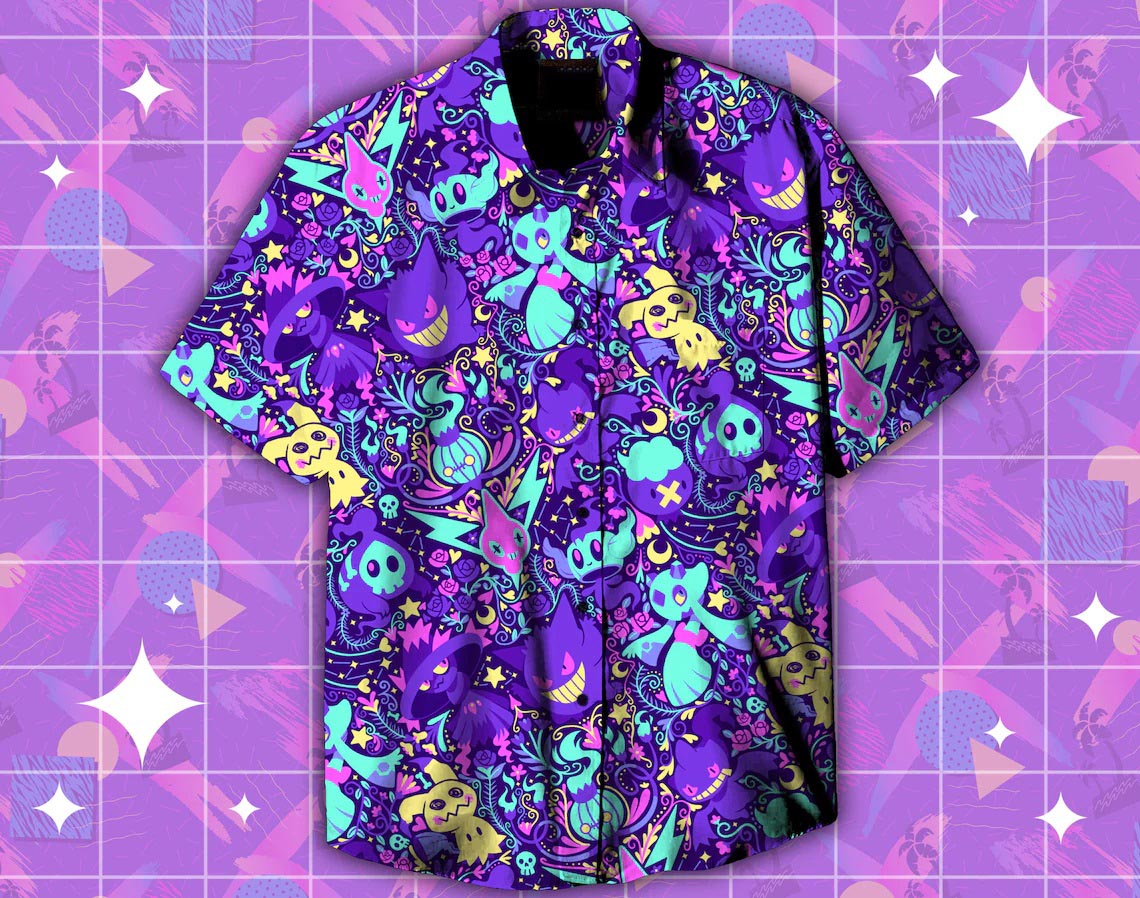 Ghost Pokemon Short Sleeve Hawaiian Shirt Ghost Pokemon Short Sleeve Hawaiian Shirt