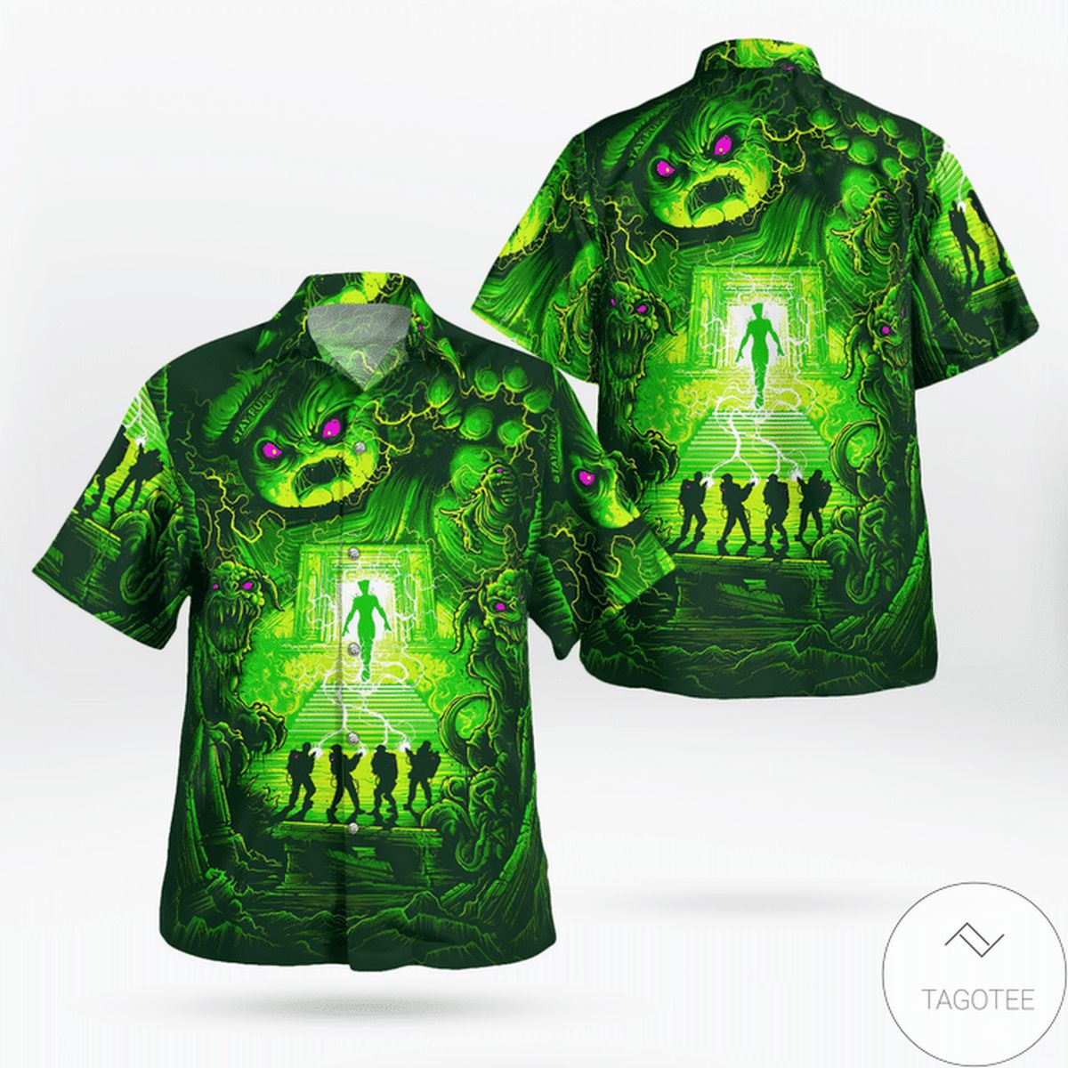 Ghostbusters Neon Green One Piece Hawaiian Shirt Ghostbusters Neon Green One Piece Hawaiian Shirt