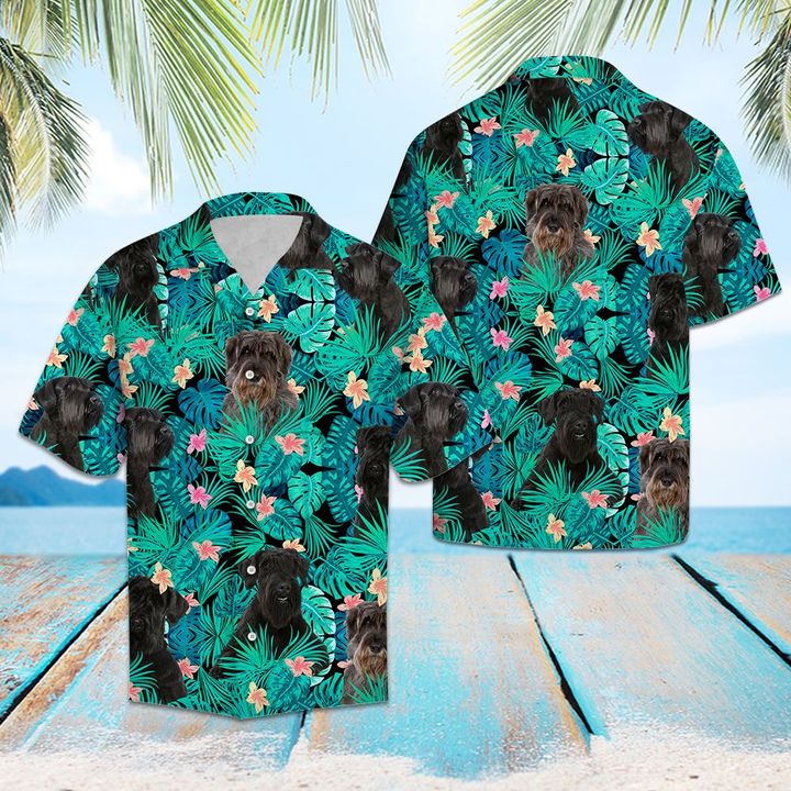 Giant Schnauzer Tropical Hawaiian Shirt Summer Button Up Giant Schnauzer Tropical Hawaiian Shirt Summer Button Up