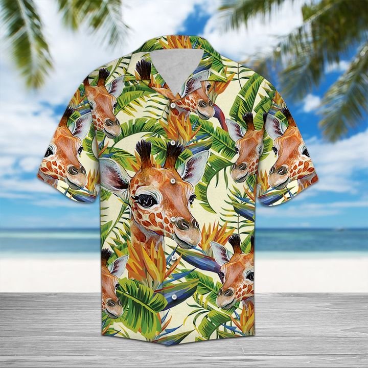 Giraffe Banana Palm Hawaiian Shirt Summer Button Up Giraffe Banana Palm Hawaiian Shirt Summer Button Up