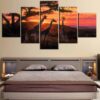 Giraffe - Animal 5 Panel Canvas Art Wall Decor