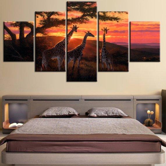 Giraffe - Animal 5 Panel Canvas Art Wall Decor Giraffe - Animal 5 Panel Canvas Art Wall Decor