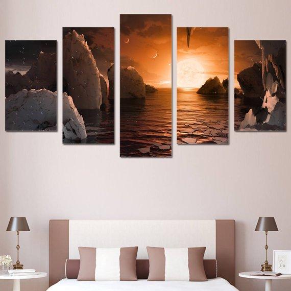 Glacier North Pole - Nature 5 Panel Canvas Art Wall Decor Glacier North Pole - Nature 5 Panel Canvas Art Wall Decor