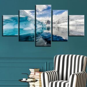 Glaciers And Snow Mountain - Nature 5 Panel Canvas Art Wall Decor