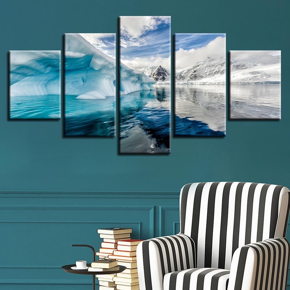 Glaciers And Snow Mountain - Nature 5 Panel Canvas Art Wall Decor Glaciers And Snow Mountain - Nature 5 Panel Canvas Art Wall Decor