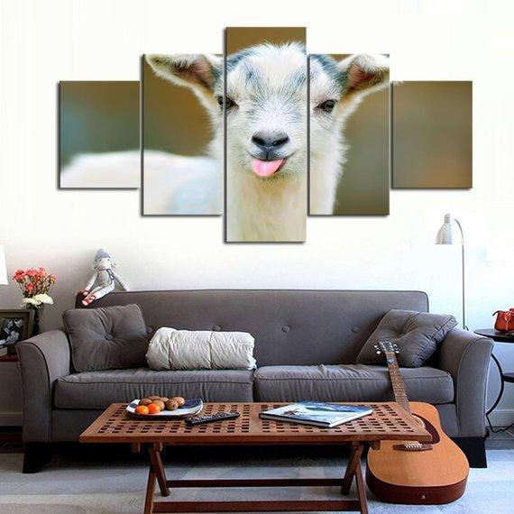 Goat Cute - Animal 5 Panel Canvas Art Wall Decor Goat Cute - Animal 5 Panel Canvas Art Wall Decor