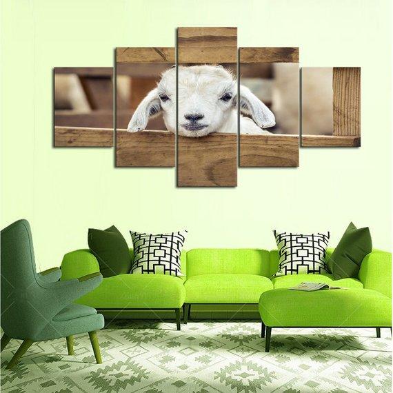 Goat Peak A Boo 01 - Animal 5 Panel Canvas Art Wall Decor Goat Peak A Boo 01 - Animal 5 Panel Canvas Art Wall Decor