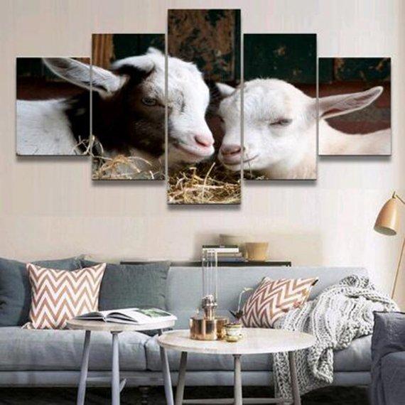 Goat Snuggle - Animal 5 Panel Canvas Art Wall Decor Goat Snuggle - Animal 5 Panel Canvas Art Wall Decor