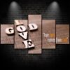 God Is Love Jesus Christian - Abstract 5 Panel Canvas Art Wall Decor