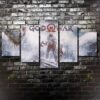 God Of War 4 Kratos - Gaming 5 Panel Canvas Art Wall Decor