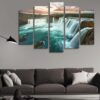 Godafoss Waterfall Iceland - Nature 5 Panel Canvas Art Wall Decor