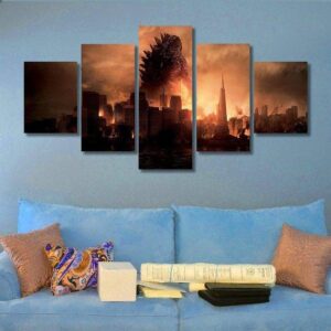 Godzilla 01 - Movie 5 Panel Canvas Art Wall Decor