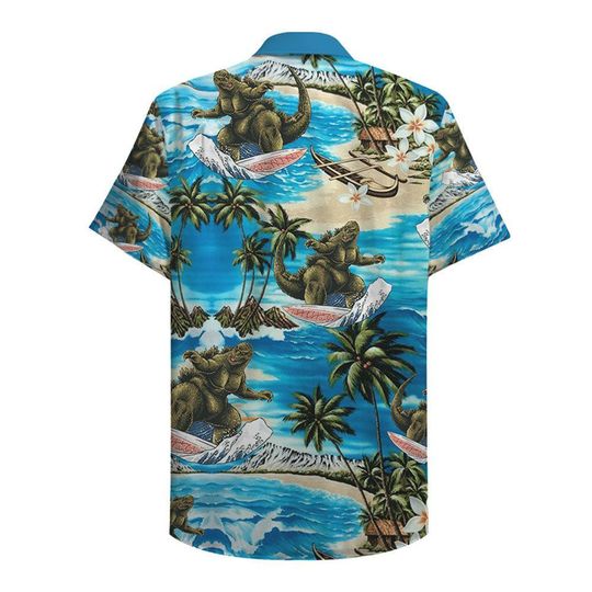Godzilla Surfing Hawaiian Shirt Godzilla Surfing Hawaiian Shirt