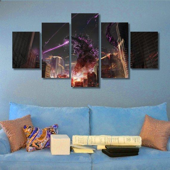 Godzilla - Anime 5 Panel Canvas Art Wall Decor Godzilla - Anime 5 Panel Canvas Art Wall Decor