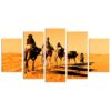 Going Through The Sand Dunes In The Sahara Desert - Nature 5 Panel Canvas Art Wall Decor