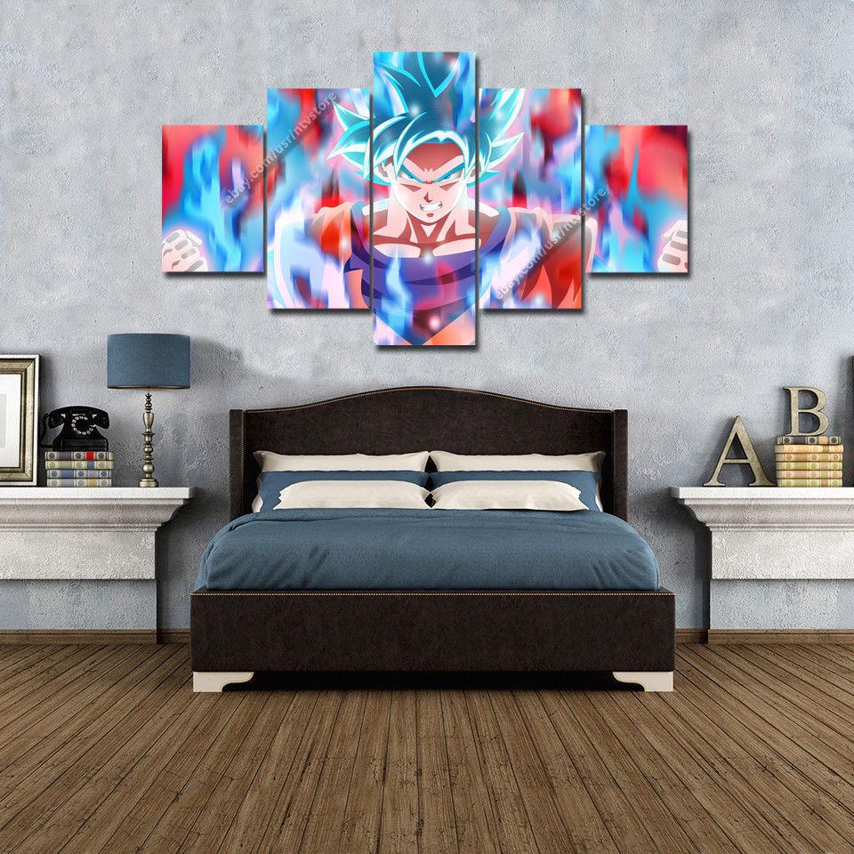Goku Super Saiyan Dragon Ball - Anime 5 Panel Canvas Art Wall Decor Goku Super Saiyan Dragon Ball - Anime 5 Panel Canvas Art Wall Decor