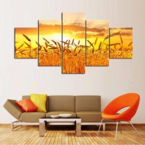 Golden Fields - Nature 5 Panel Canvas Art Wall Decor