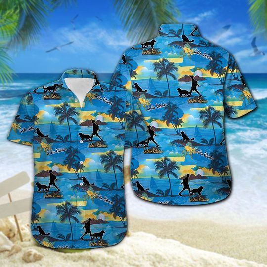 Golden Retriever Hawaiian Shirt Summer Button Up Golden Retriever Hawaiian Shirt Summer Button Up