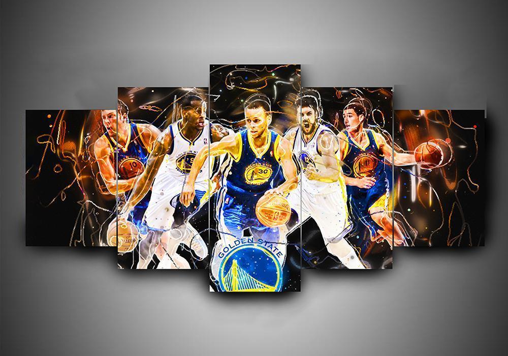 Golden State Warriors 3 - Sport 5 Panel Canvas Art Wall Decor Golden State Warriors 3 - Sport 5 Panel Canvas Art Wall Decor