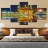 Golden Temple Beautiful Night View - Nature 5 Panel Canvas Art Wall Decor
