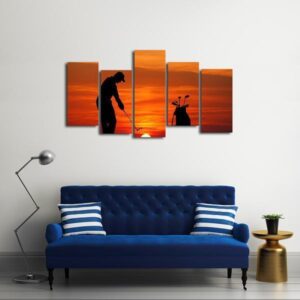 Golf At Sunset - Sport 5 Panel Canvas Art Wall Decor