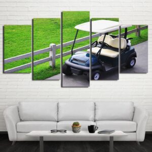 Golf Car Course - Sport 5 Panel Canvas Art Wall Decor
