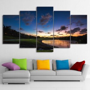 Golf Course 9 - Nature 5 Panel Canvas Art Wall Decor