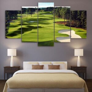 Golf Course Aerial View - Sport 5 Panel Canvas Art Wall Decor