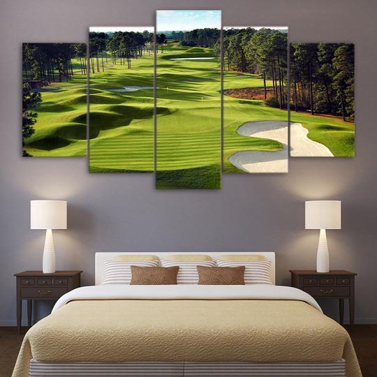 Golf Course Aerial View - Sport 5 Panel Canvas Art Wall Decor Golf Course Aerial View - Sport 5 Panel Canvas Art Wall Decor