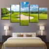 Golf Course Blue Sky Green Lawn - Nature 5 Panel Canvas Art Wall Decor
