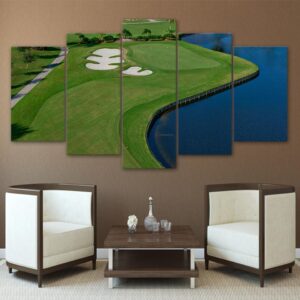 Golf Course Lake - Nature 5 Panel Canvas Art Wall Decor