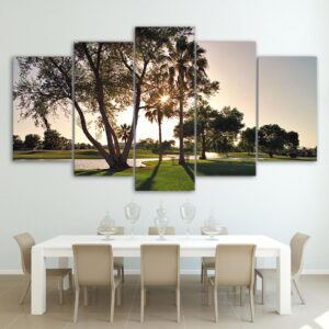 Golf Sunset Modular - Nature 5 Panel Canvas Art Wall Decor