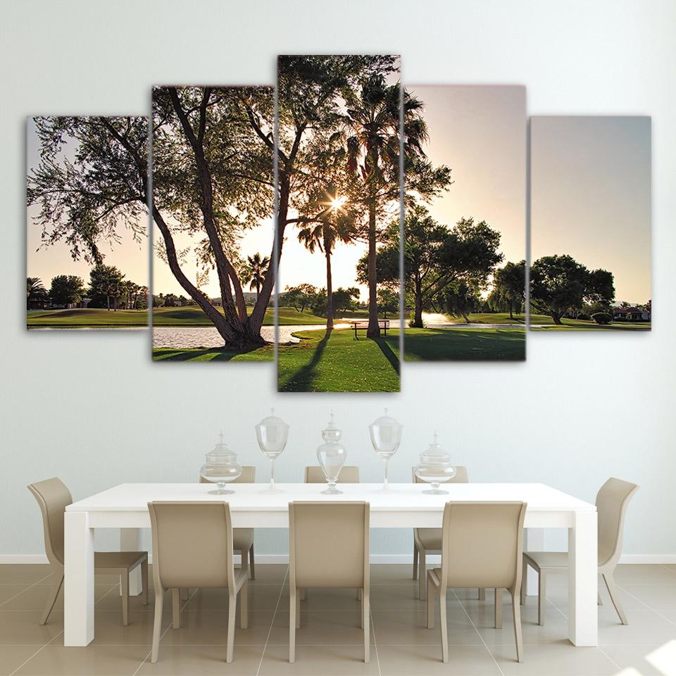 Golf Sunset Modular - Nature 5 Panel Canvas Art Wall Decor Golf Sunset Modular - Nature 5 Panel Canvas Art Wall Decor
