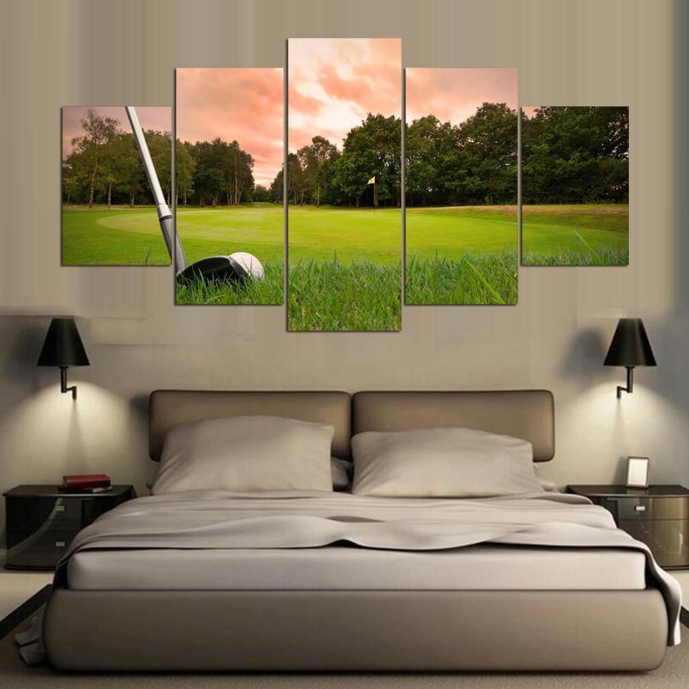 Golf Tee Green Drive - Sport 5 Panel Canvas Art Wall Decor Golf Tee Green Drive - Sport 5 Panel Canvas Art Wall Decor