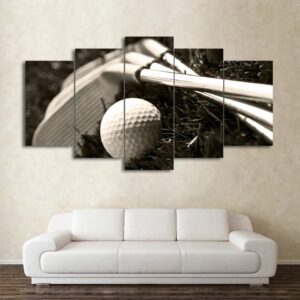 Golf clubs and ball - Sport 5 Panel Canvas Art Wall Decor
