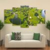 Golf course Landscape 3 - Nature 5 Panel Canvas Art Wall Decor
