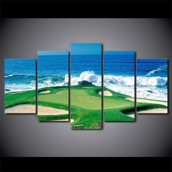 Golfing Golf Course Green - Nature 5 Panel Canvas Art Wall Decor Golfing Golf Course Green - Nature 5 Panel Canvas Art Wall Decor